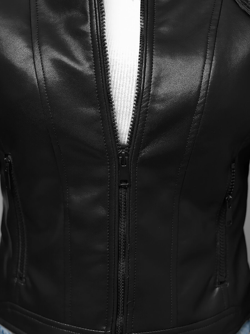 Kurtka skórzana damska czarna OZONEE JS/11Z8127