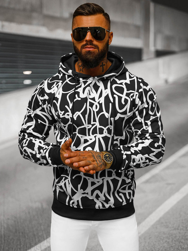 Толстовка Чоловіча Чорно-Бiла OZONEE JS/8B1139/1