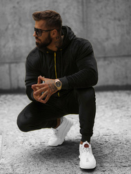 Komplet dresowy męski welurowy czarny OZONEE O/12137