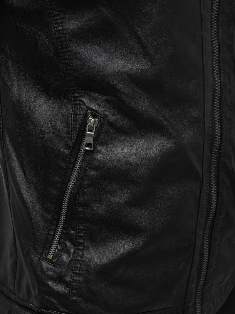 Kurtka skórzana męska czarna OZONEE YD/BF5916309Z