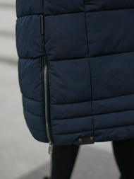 Kurtka zimowa damska długa pikowana granatowa OZONEE O/W377