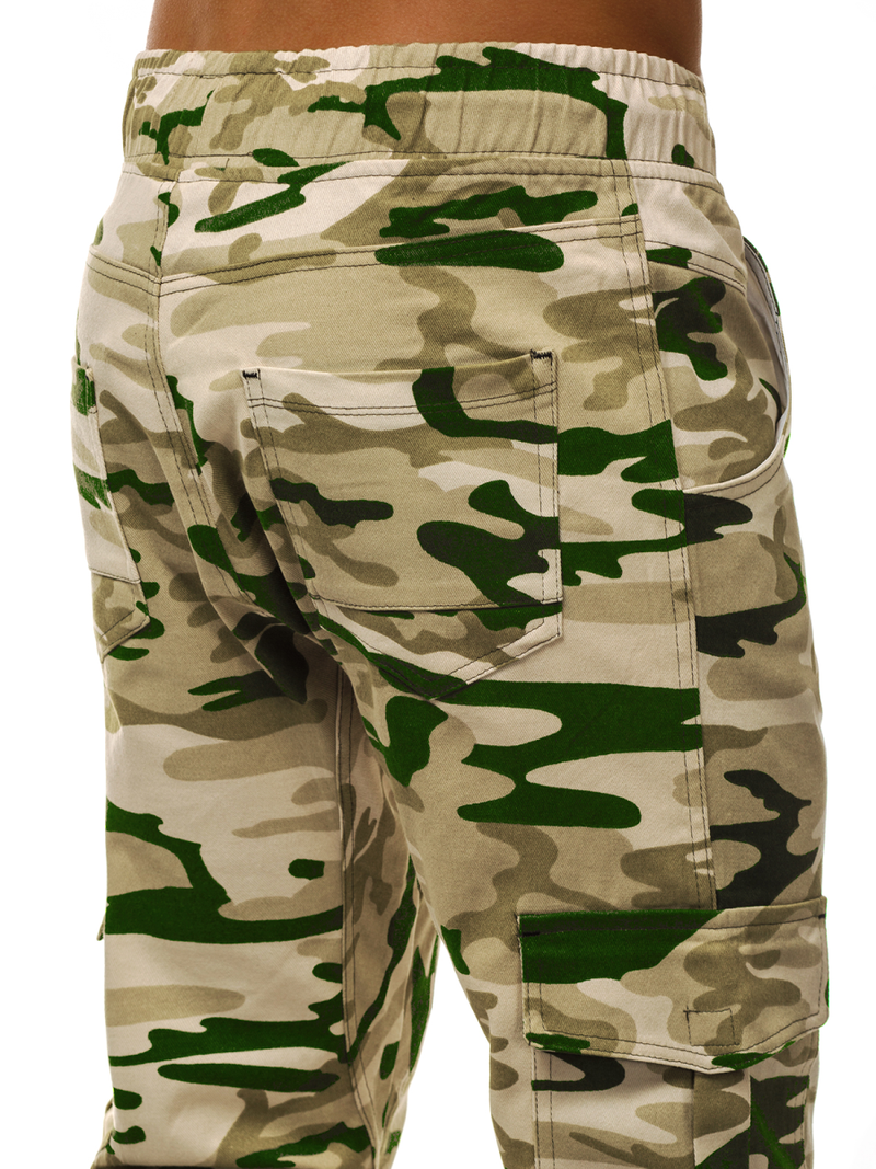 Spodnie męskie joggery beżowe OZONEE A/404