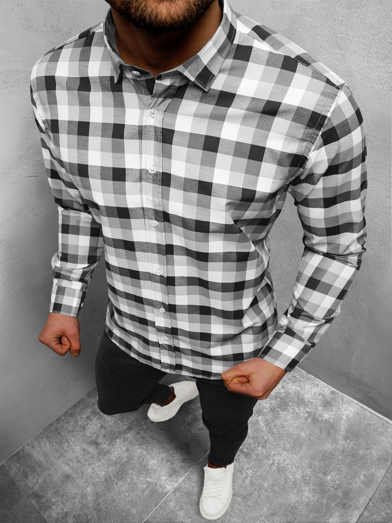 Сорочка чоловіча Чорно-Бiла OZONEE O/0822