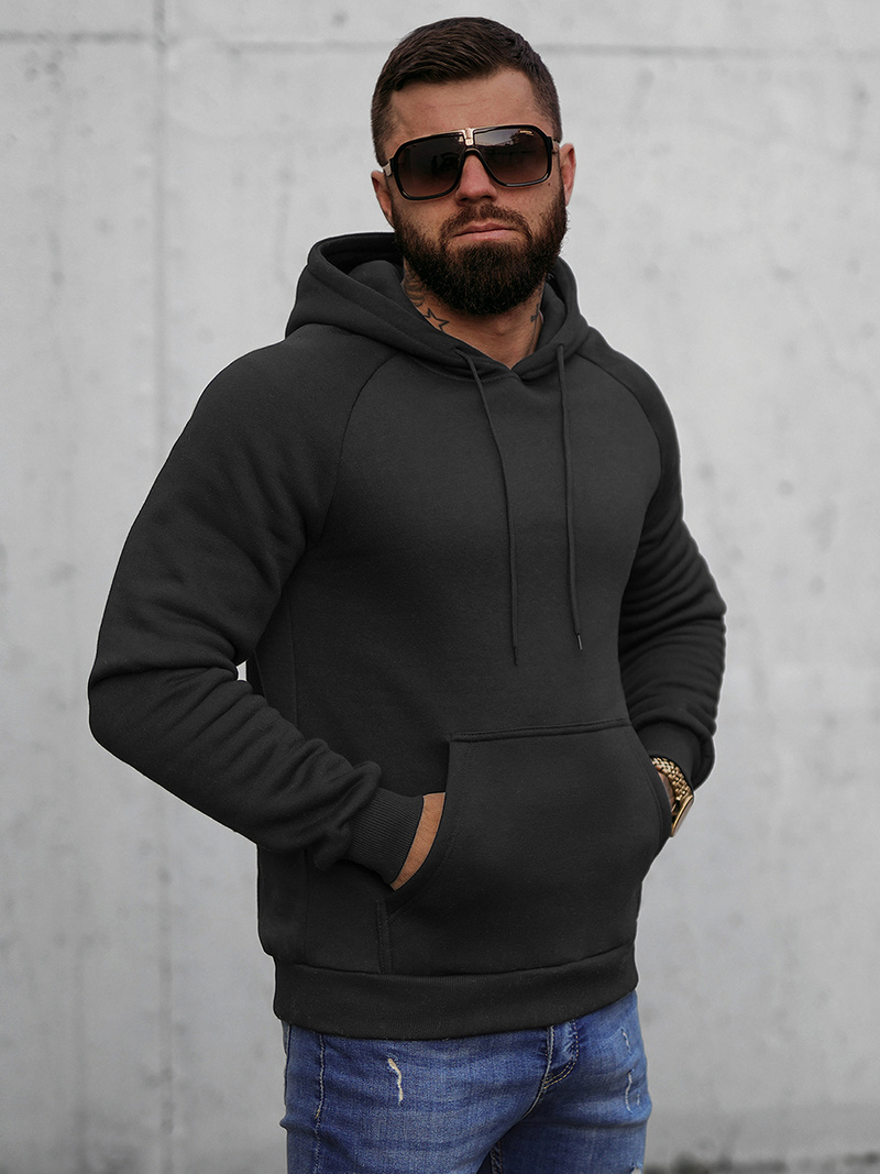 Bluza z kapturem męska czarna OZONEE O/8B151/3