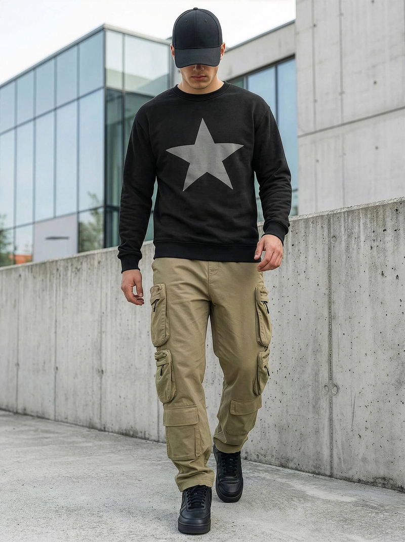 Чоловічий світшот чорний OZONEE JS/65B3920/3Z