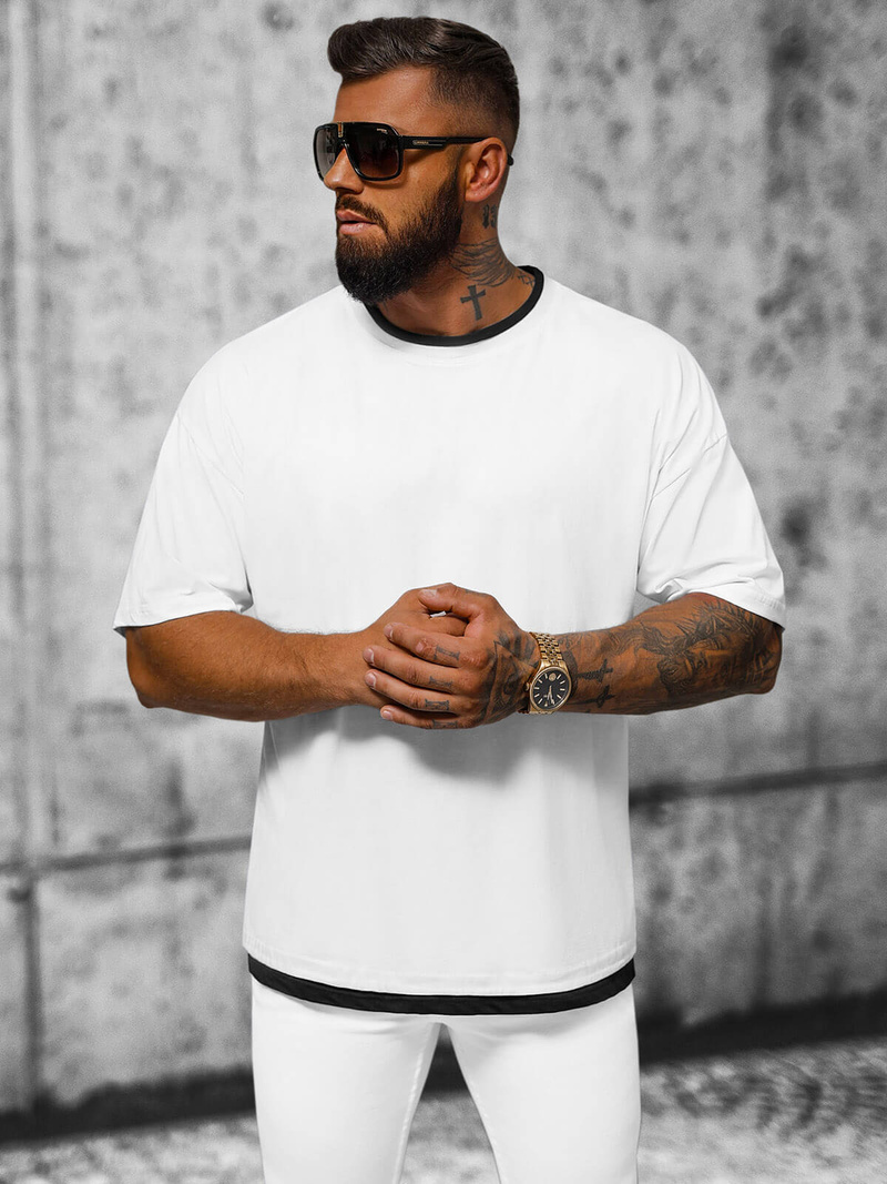 T-shirt męski oversize biały OZONEE O/3434
