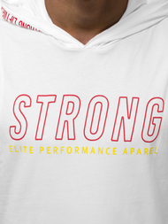 T-Shirt z kapturem męski biały OZONEE MAD/2992Z