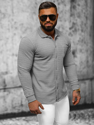 Bluza męska z kołnierzykiem szara OZONEE O/TB2262