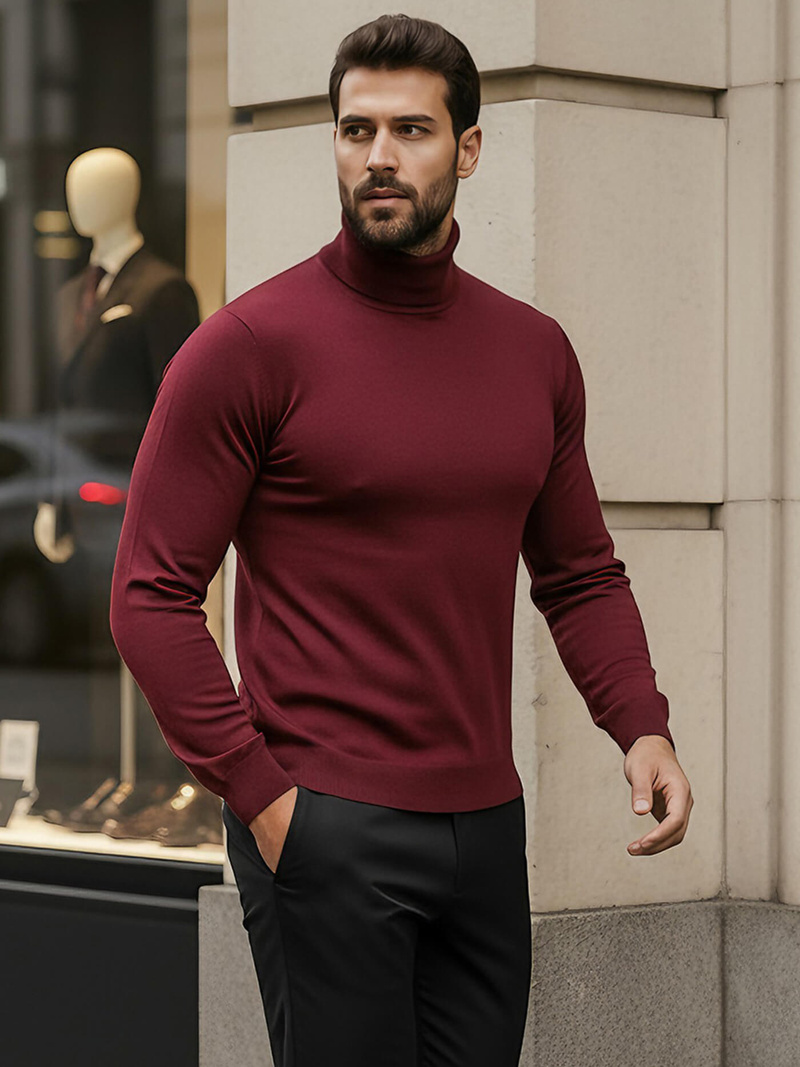 Sweter męski golf bordowy OZONEE V/V24504