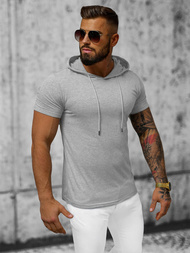 T-shirt męski z kapturem szary OZONEE JS/8T957/2Z