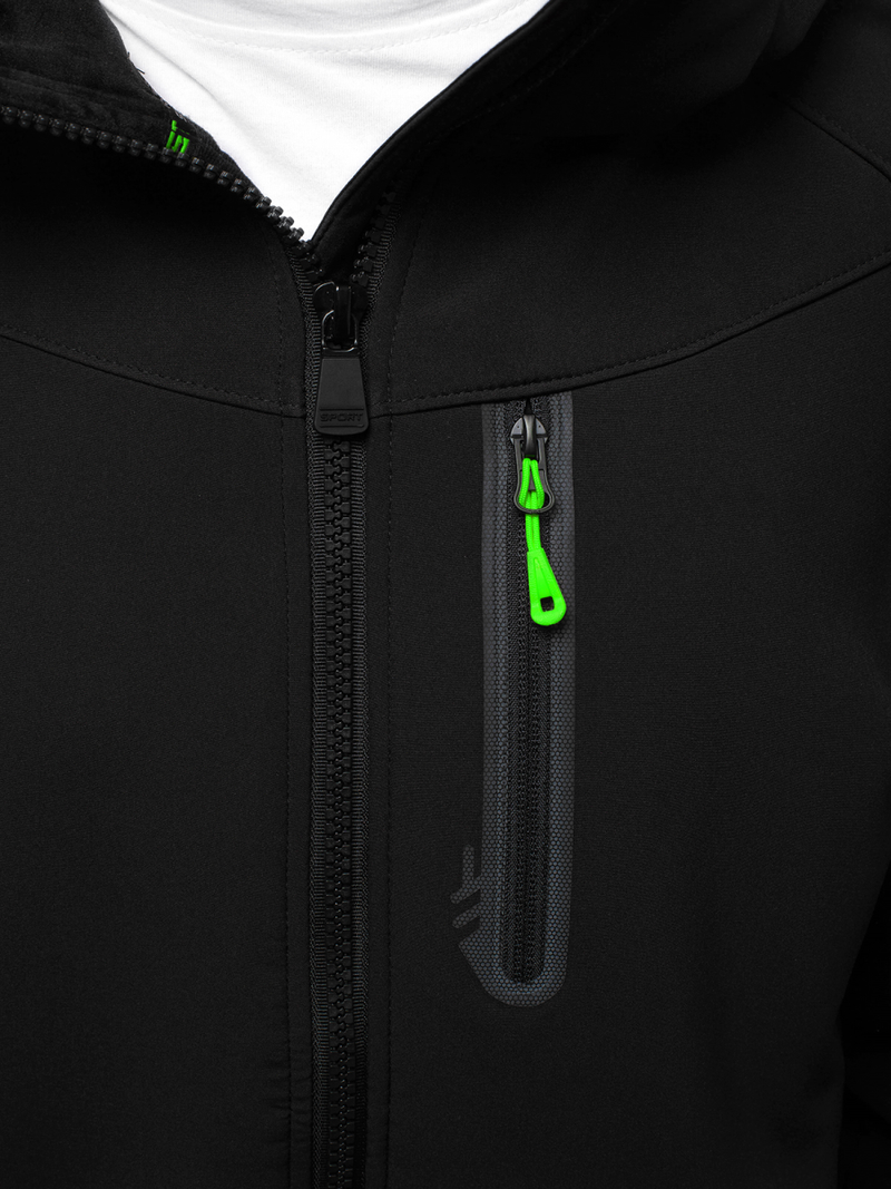 Kurtka męska softshell czarno-zielona OZONEE GE/12269
