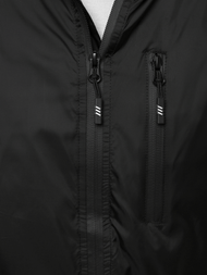 Kurtka przejściowa męska z kapturem czarna OZONEE N/6790