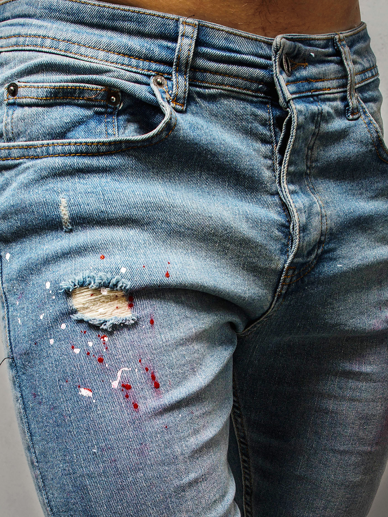 Spodnie jeansowe męskie niebieskie OZONEE DP/697/3