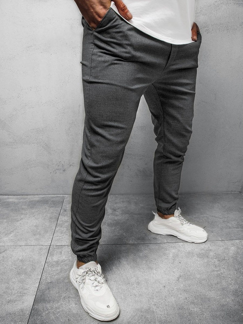 Spodnie męskie chino jogger materiałowe ciemno-szare OZONEE DJ/5539