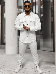 Komplet męski biały - koszula i spodnie OZONEE O/3C105