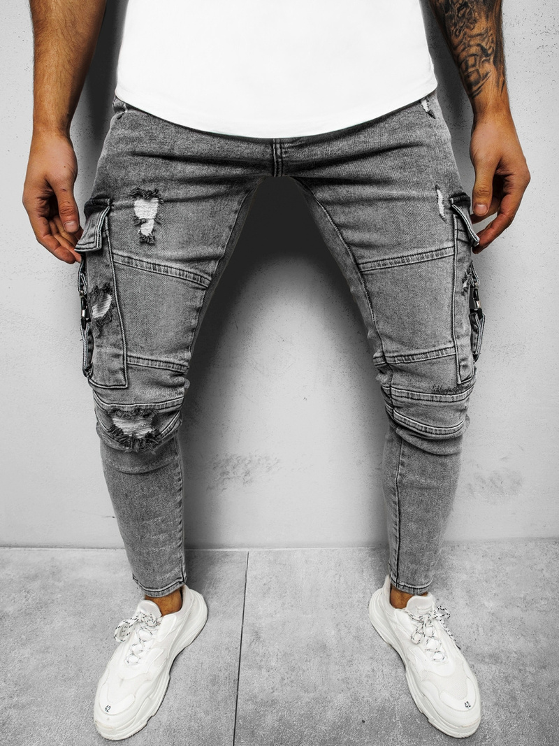 Spodnie jeansowe męskie szare OZONEE O/B5721Z