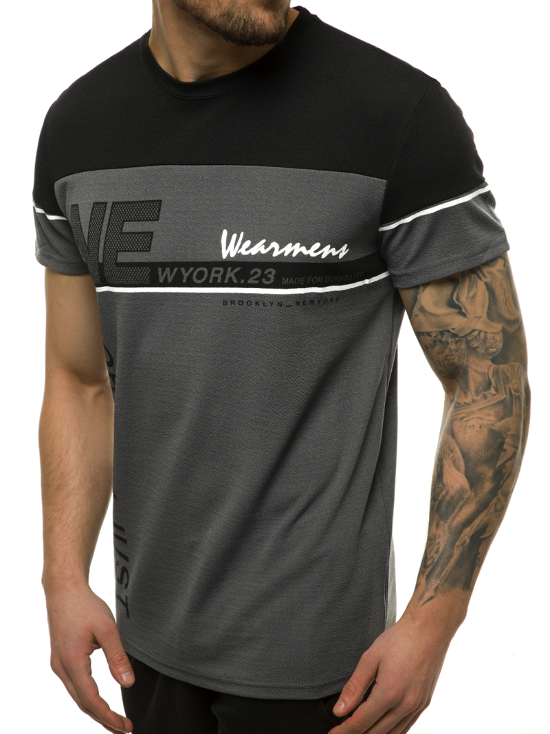 T-Shirt męski grafitowy OZONEE JS/SS11002Z