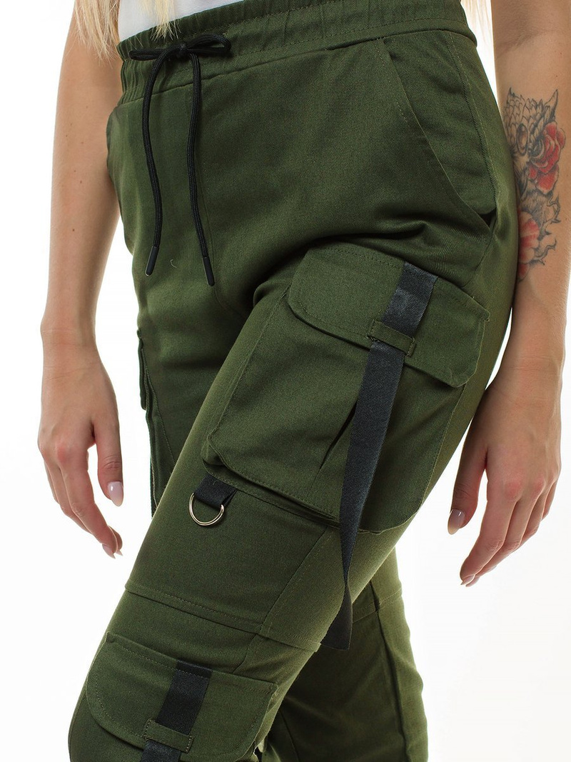 Spodnie damskie chino joggery khaki OZONEE O/8054