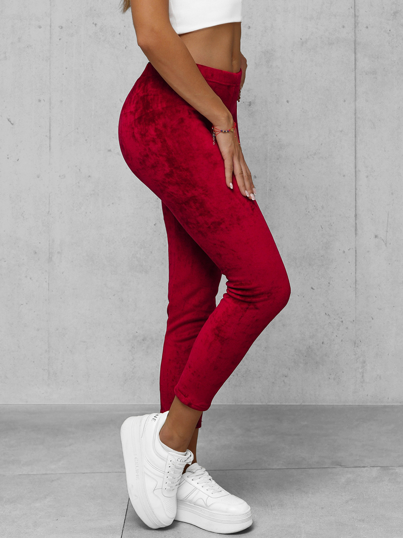 Spodnie dresowe damskie welurowe bordowe OZONEE JS/92K521/35