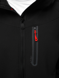 Kurtka softshell męska z kapturem czarno-czerwona OZONEE GE/12269Z