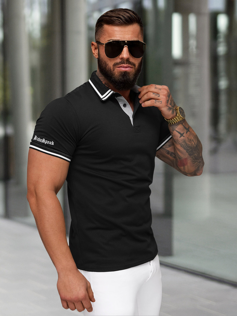 Koszulka męska polo czarna OZONEE O/YN2/559