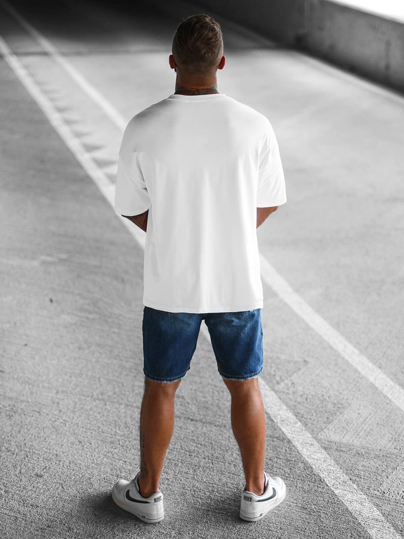 T-shirt męski oversize biały OZONEE O/3431