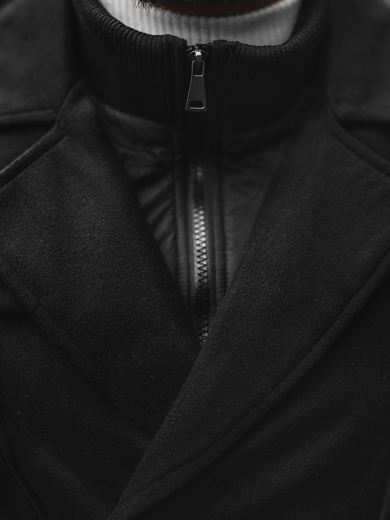 Płaszcz męski czarny OZONEE JS/79M3143Z