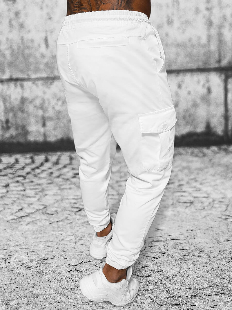 Spodnie męskie joggery białe OZONEE O/PAN23023