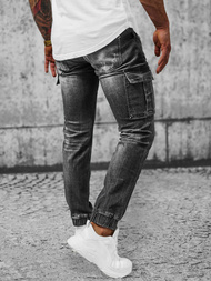 Spodnie jeansowe joggery męskie czarne OZONEE NB/MP0130N