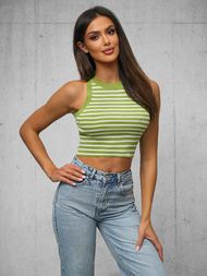 Top damski na ramiączkach zielono/biały OZONEE O/JK6557