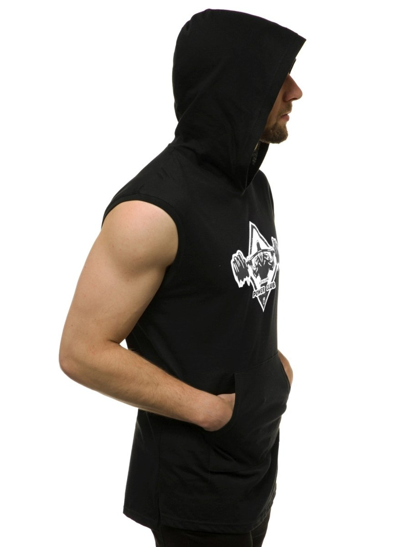 T-Shirt bez rękawów męski czarno-biały OZONEE MACH/M1213