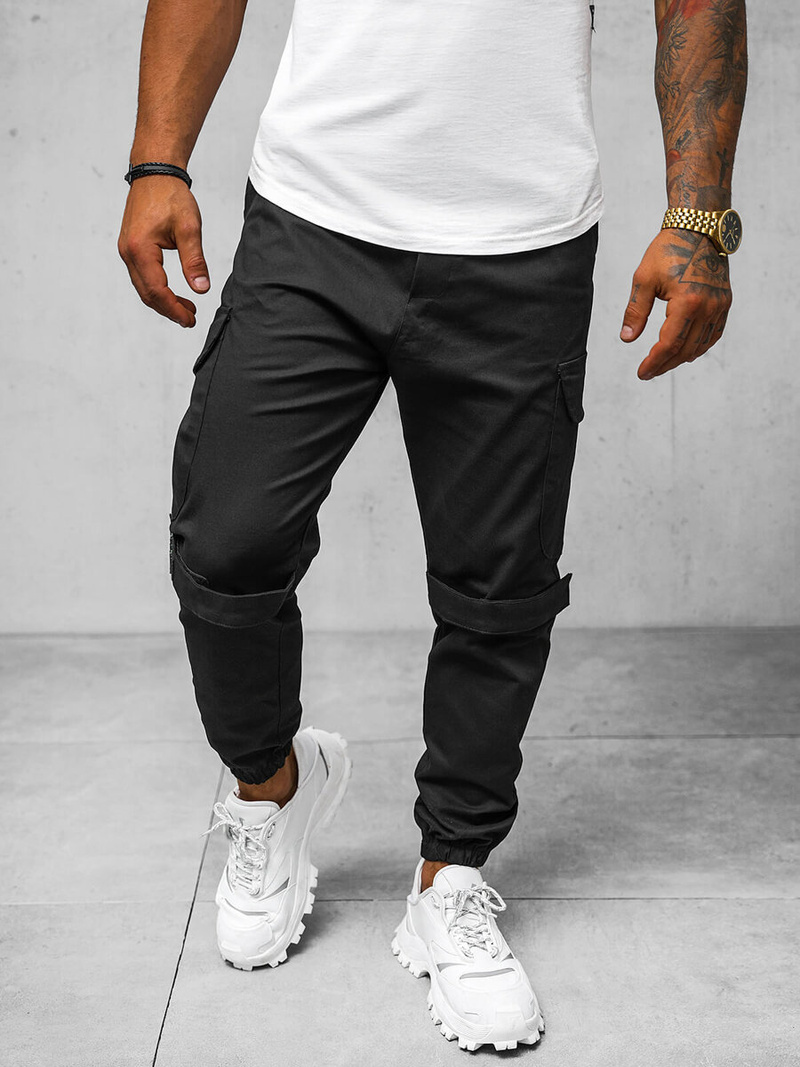 Spodnie męskie chino joggery czarne OZONEE O/G3014Z