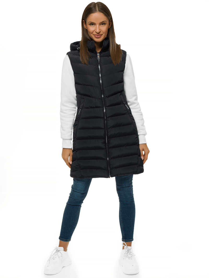 Стьобаний жіночий жилет чорний OZONEE N/6811/1