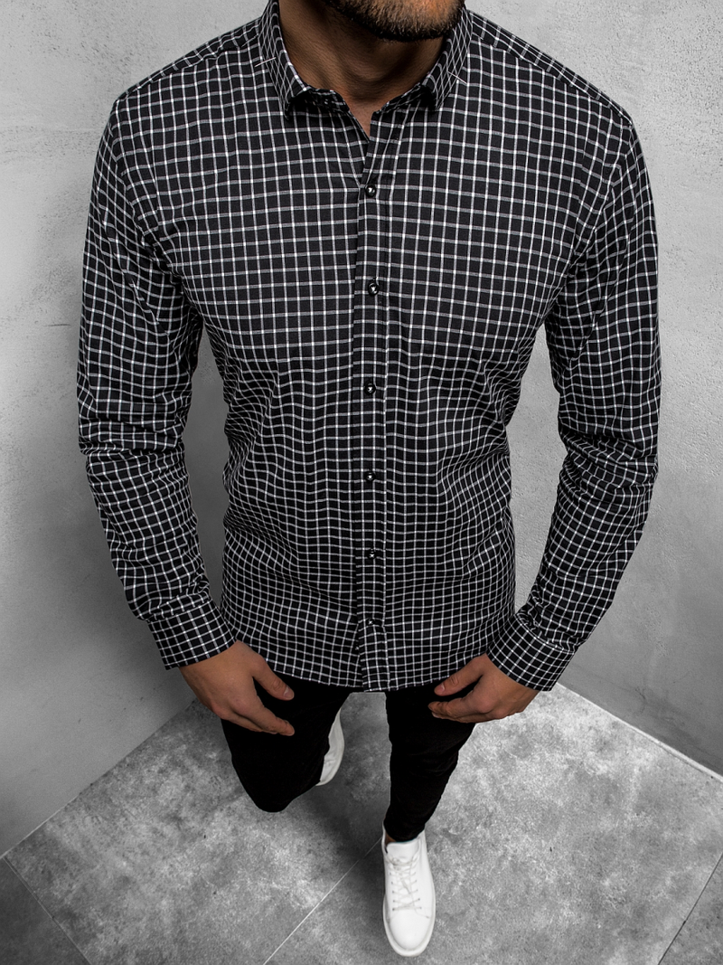 Сорочка чоловіча Чорна OZONEE O/3011/11