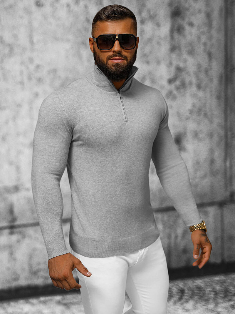 Светр чоловічій ciрий OZONEE NB/MM6007/2Z