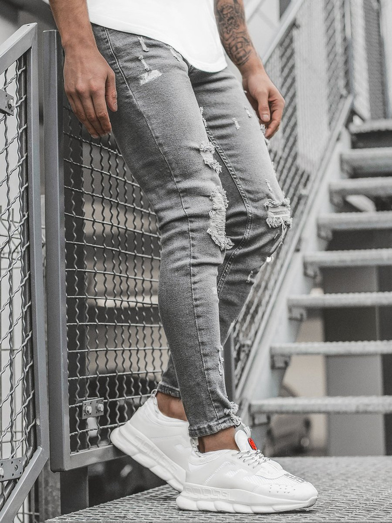 Spodnie męskie jeans grafitowe OZONEE O/4405/01