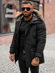 Kurtka zimowa męska z futerkiem czarna OZONEE JS/5M779/392Z