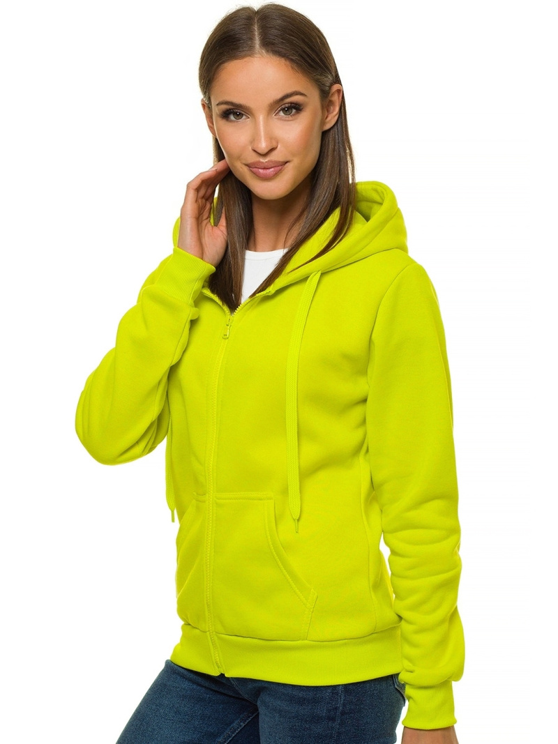Bluza damska rozpinana z kapturem limonkowa OZONEE JS/W03/71Z