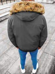 Kurtka zimowa męska z futerkiem szara OZONEE JS/M2019/105