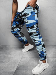 Spodnie męskie chino joggery niebiesko-czarne OZONEE C/109