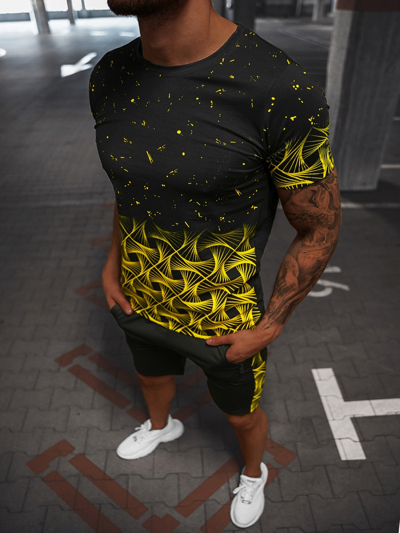 Komplet dresowy męski czarno-żółty OZONEE O/HM751