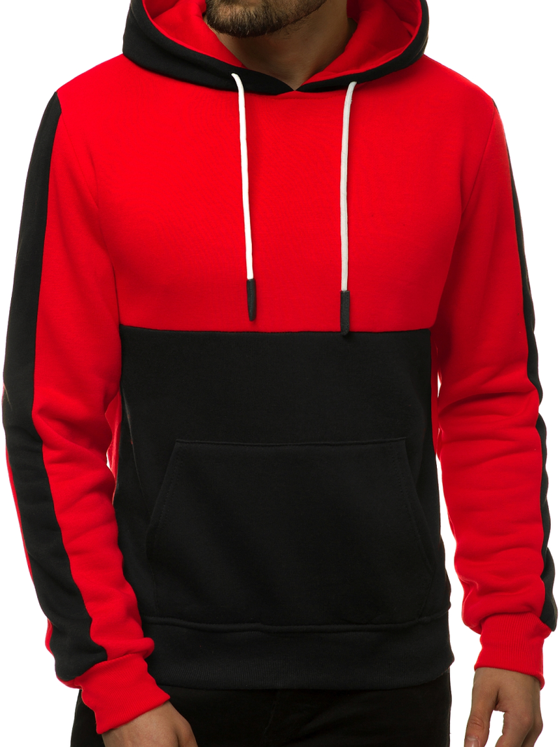 Bluza z kapturem męska czerwono-czarna OZONEE JS/KS2165