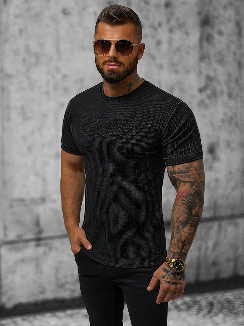 T-Shirt męski czarny OZONEE O/JW533B