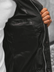 Kurtka zimowa męska pikowana z futerkiem czarna OZONEE JS/M50/392