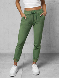 Spodnie dresowe damskie welurowe khaki OZONEE O/CR98107