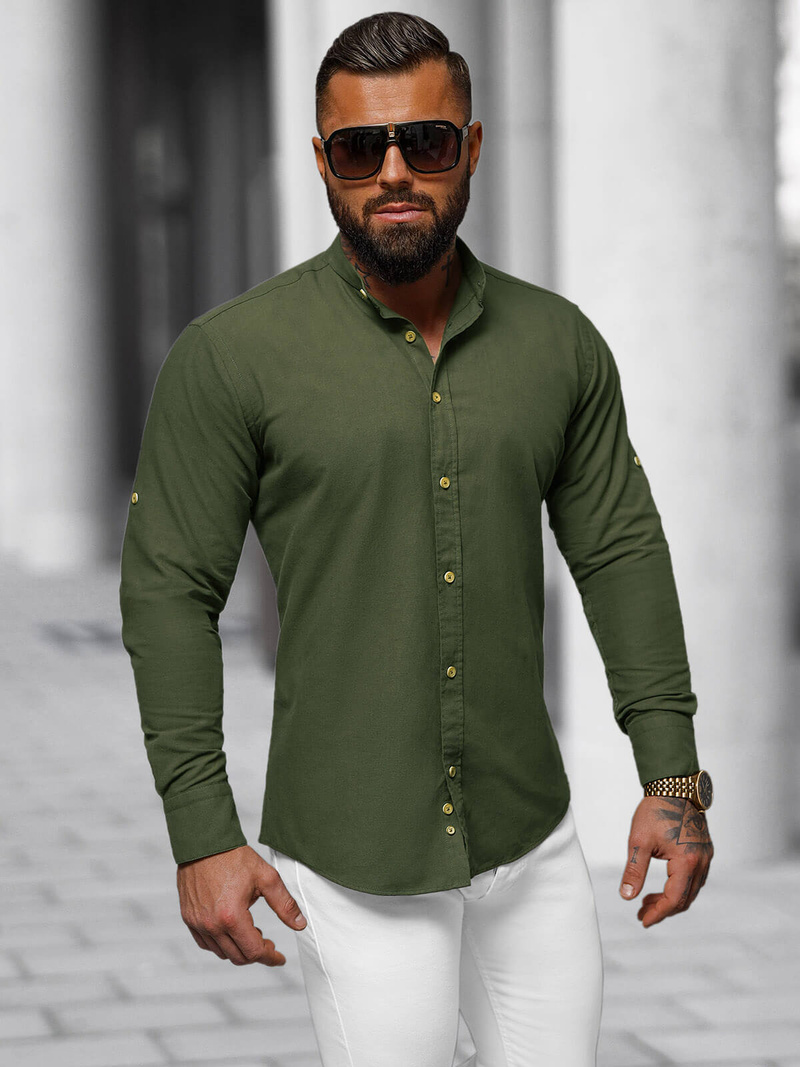 Koszula męska ciemno-zielona OZONEE O/V86