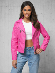 Жіноча шкіряна куртка pожева OZONEE O/G88