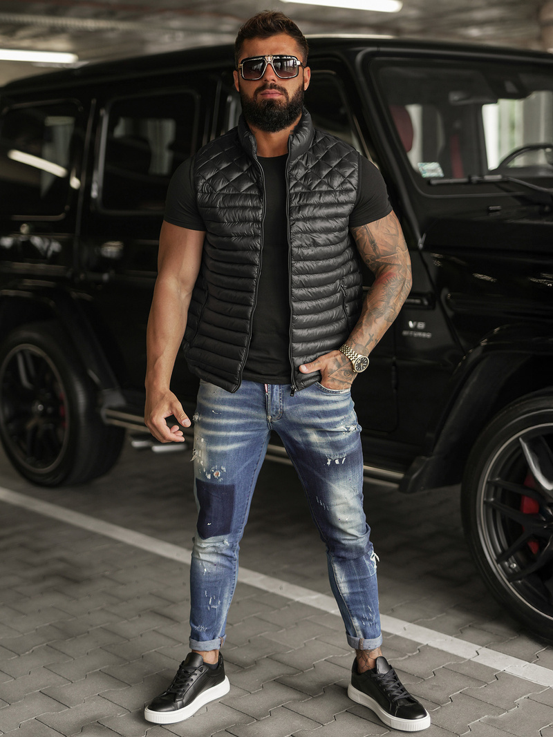 Kamizelka męska pikowana czarna OZONEE JS/16M9333/392BZ