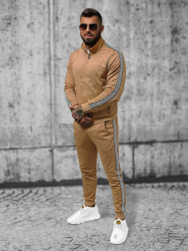 Komplet dresowy męski beżowy OZONEE O/3A163