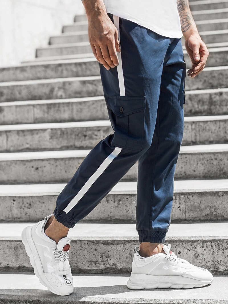 Spodnie męskie chino joggery granatowe OZONEE DJ/5580